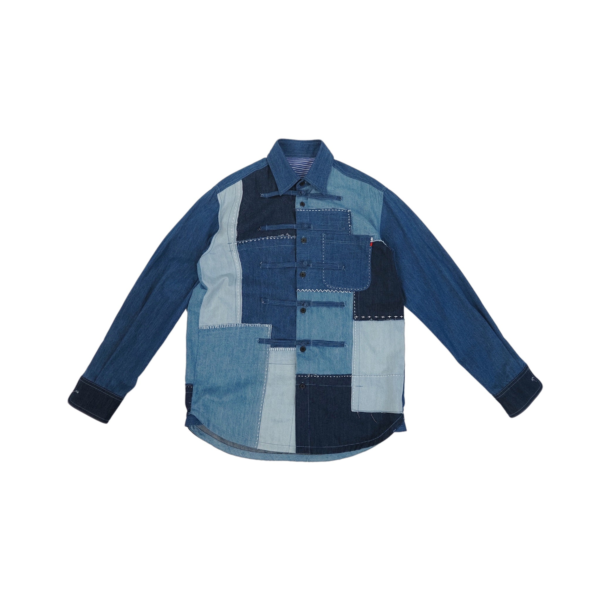 Oriental Knot Patchwork Denim Shirt