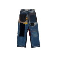 Retro Mixed Fabric Denim Jeans