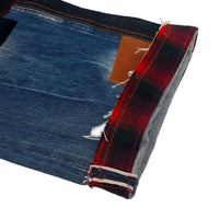 Retro Mixed Fabric Denim Jeans