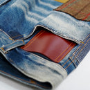 Retro Mixed Fabric Denim Jeans